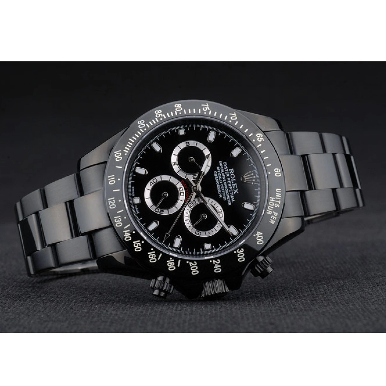 Aaa replica watch Black Plated Strap Stainless Ion Dial Black Steel 80247 Tachymeter Daytona Rolex Black 0514